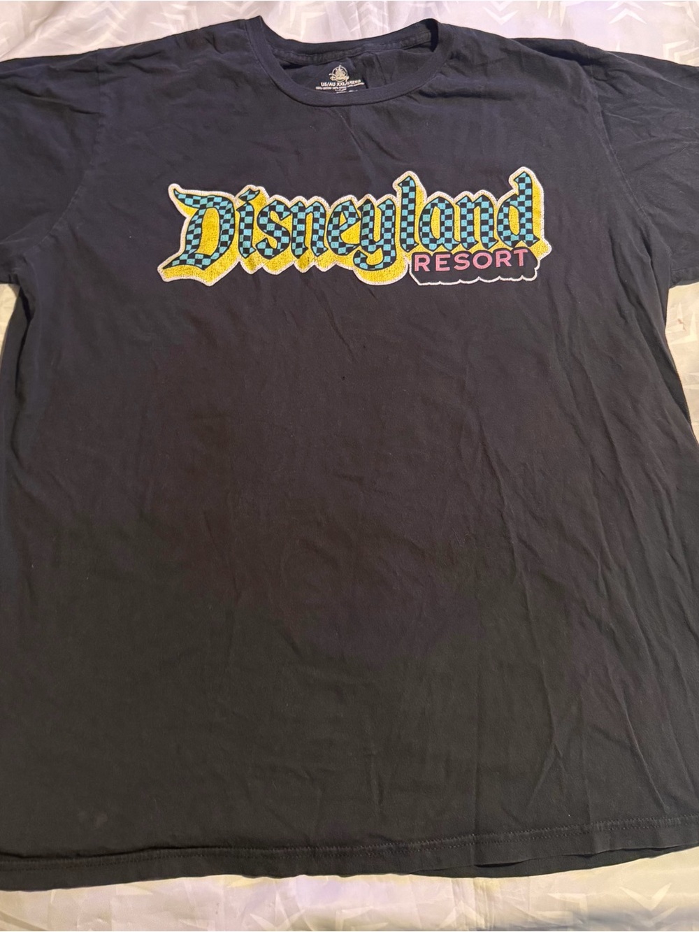 Disney Black Tee with White Tag Print